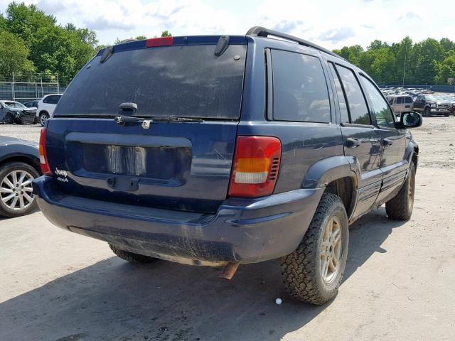 1J4GW48S64C280774 - 2004 JEEP GRAND CHER BLUE photo 4