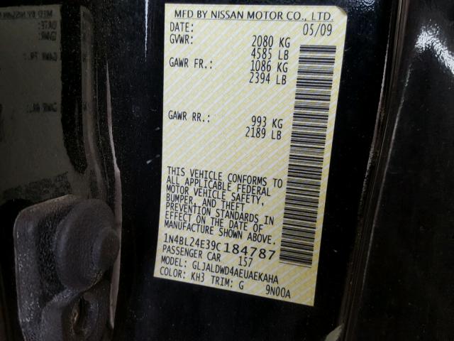 1N4BL24E39C184787 - 2009 NISSAN ALTIMA 3.5 BLACK photo 10