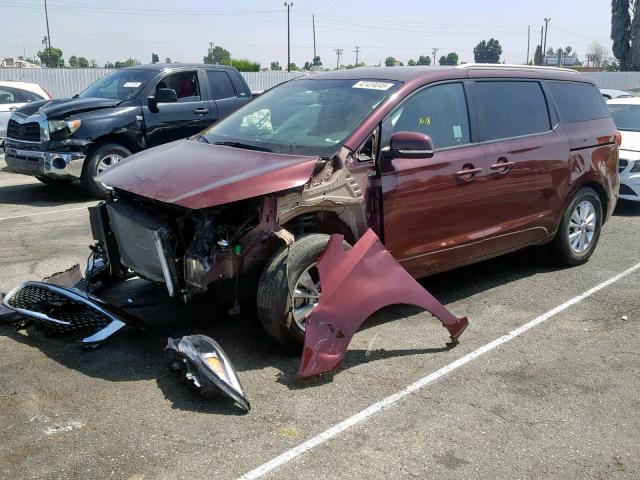 KNDMB5C1XH6326166 - 2017 KIA SEDONA LX BURGUNDY photo 2