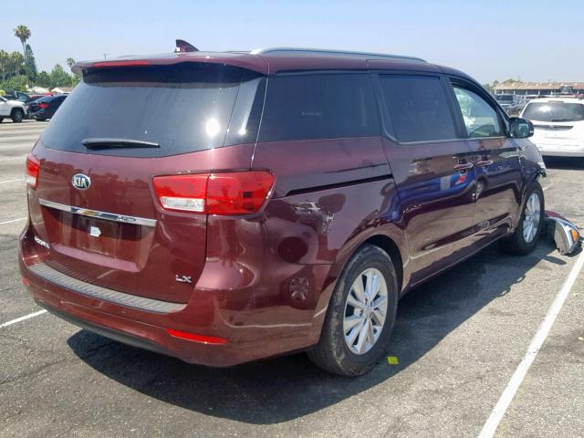 KNDMB5C1XH6326166 - 2017 KIA SEDONA LX BURGUNDY photo 4