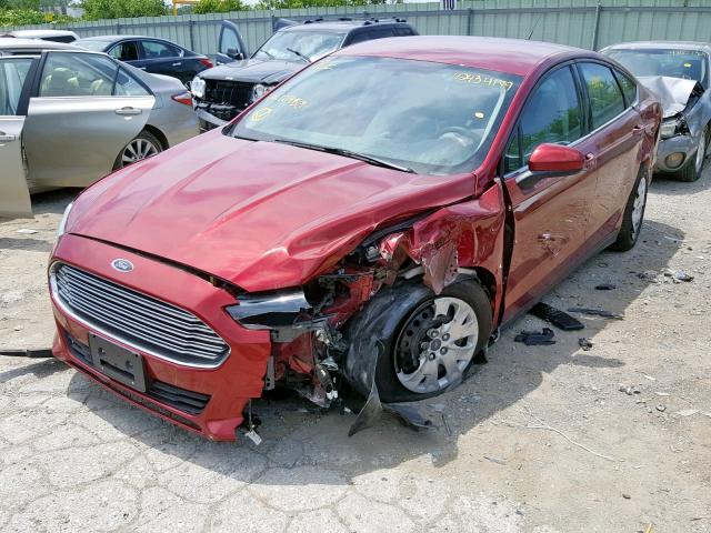 3FA6P0G74ER121958 - 2014 FORD FUSION S RED photo 2