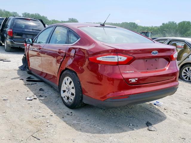 3FA6P0G74ER121958 - 2014 FORD FUSION S RED photo 3