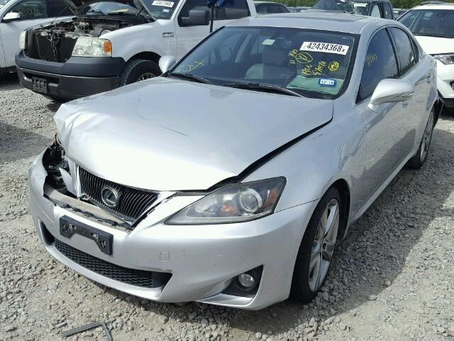 JTHBF5C24B5130840 - 2011 LEXUS IS 250 SILVER photo 2