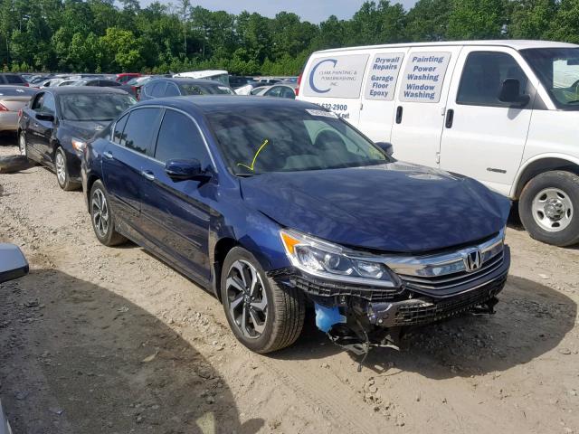 1HGCR2F88HA166043 - 2017 HONDA ACCORD EXL BLUE photo 1