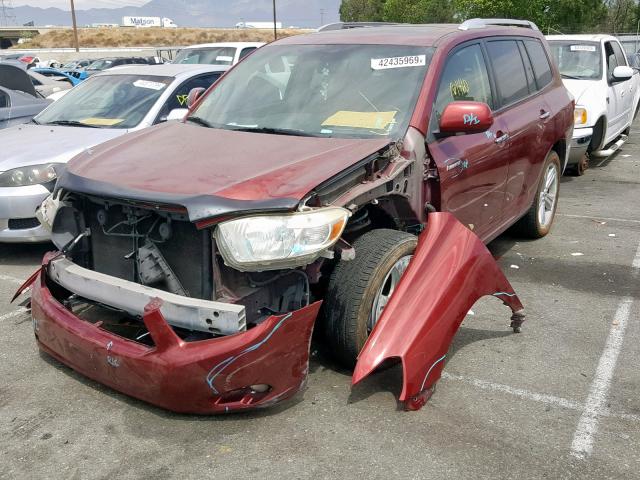 JTEDS42A782014482 - 2008 TOYOTA HIGHLANDER MAROON photo 2