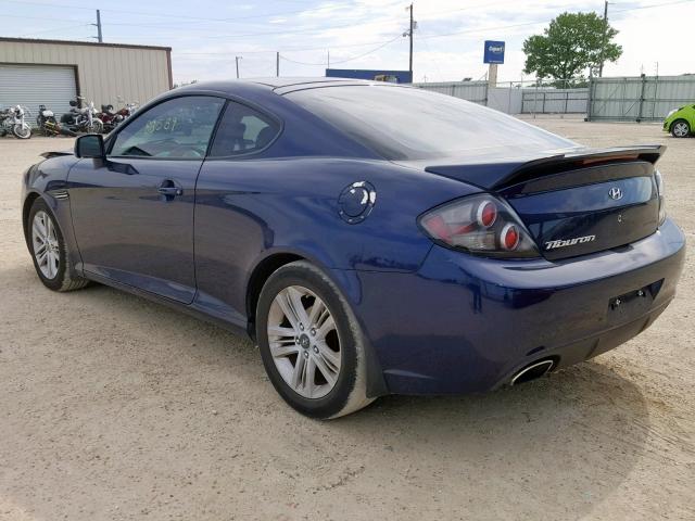 KMHHM66D37U259584 - 2007 HYUNDAI TIBURON GS BLUE photo 3