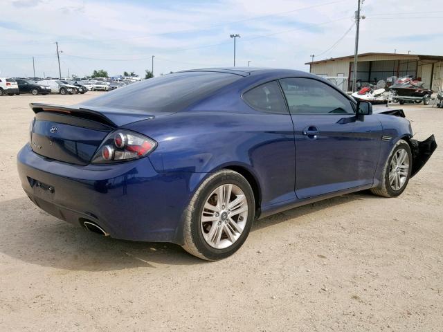 KMHHM66D37U259584 - 2007 HYUNDAI TIBURON GS BLUE photo 4