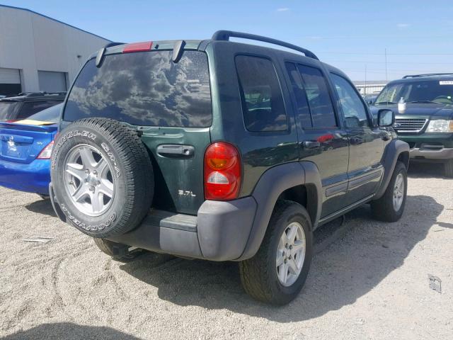 1J4GL48K12W279598 - 2002 JEEP LIBERTY SP GREEN photo 4