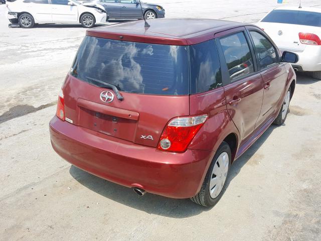 JTKKT624360162211 - 2006 TOYOTA SCION XA MAROON photo 4