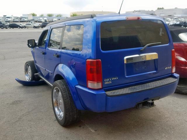 1D8GU58K47W587866 - 2007 DODGE NITRO SLT BLUE photo 3