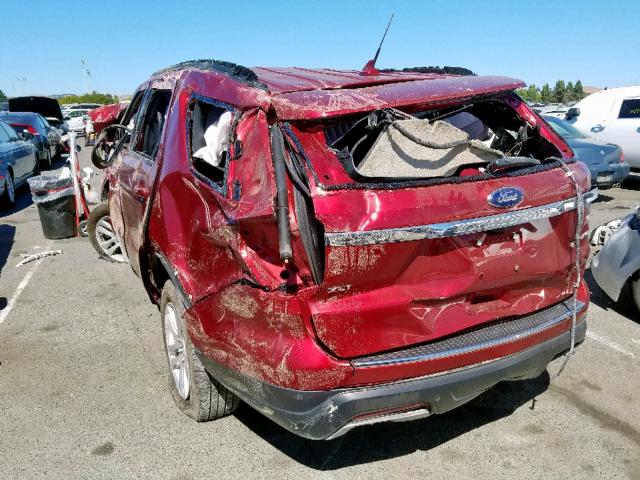 1FM5K8D84JGB94406 - 2018 FORD EXPLORER X RED photo 3