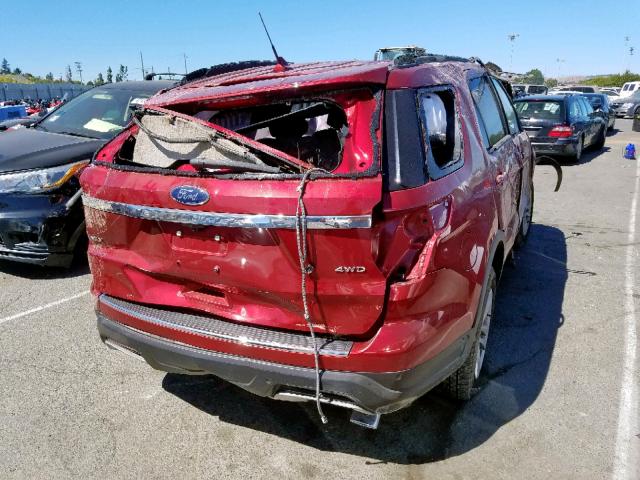 1FM5K8D84JGB94406 - 2018 FORD EXPLORER X RED photo 4