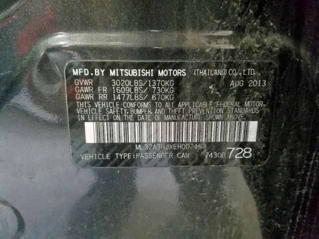 ML32A3HJXEH002452 - 2014 MITSUBISHI MIRAGE DE GRAY photo 10