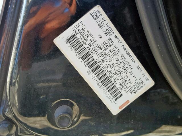 JT6GF10U3Y0061044 - 2000 LEXUS RX 300 BLACK photo 10