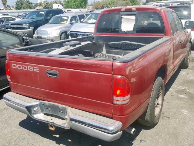 1B7GL22X4XS180058 - 1999 DODGE DAKOTA RED photo 4