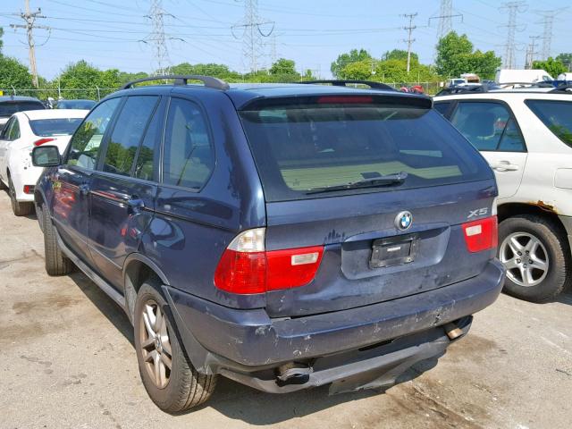 5UXFA13505LY16165 - 2005 BMW X5 3.0I BLUE photo 3