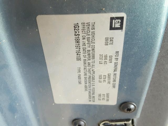 1G2AS18H197164106 - 2009 PONTIAC G5 TEAL photo 10