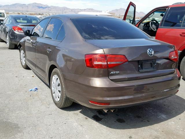 3VW2K7AJ5FM406622 - 2015 VOLKSWAGEN JETTA BASE BROWN photo 3