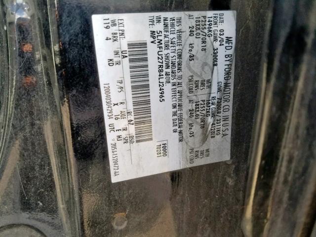 5LMFU27R84LJ24965 - 2004 LINCOLN NAVIGATOR BLACK photo 10