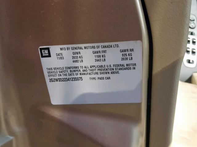 2G2WS522341235975 - 2004 PONTIAC GRAND PRIX GOLD photo 10