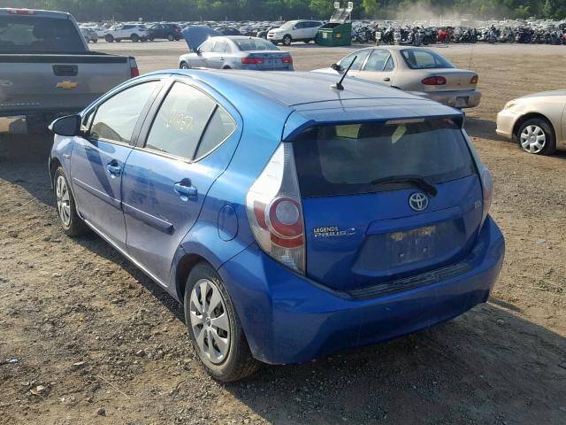 JTDKDTB30C1519604 - 2012 TOYOTA PRIUS C BLUE photo 3