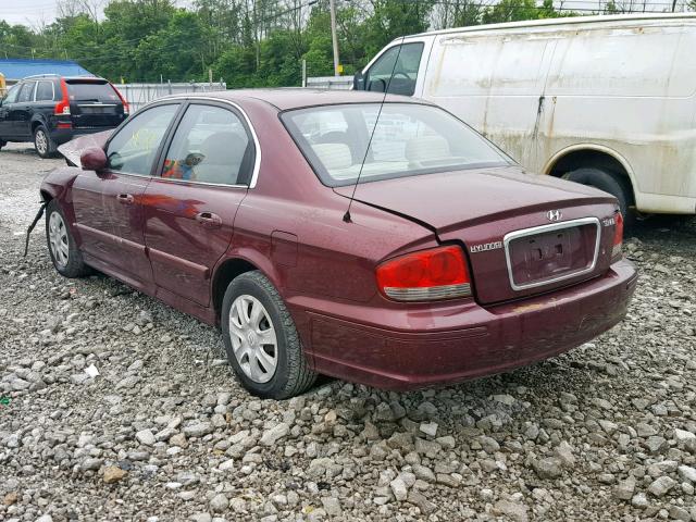 KMHWF25SX2A625447 - 2002 HYUNDAI SONATA GL BURGUNDY photo 3