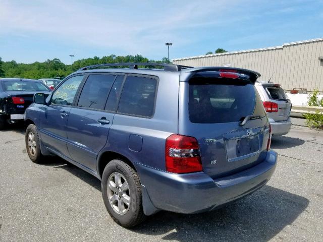 JTEDP21A440003162 - 2004 TOYOTA HIGHLANDER BLUE photo 3