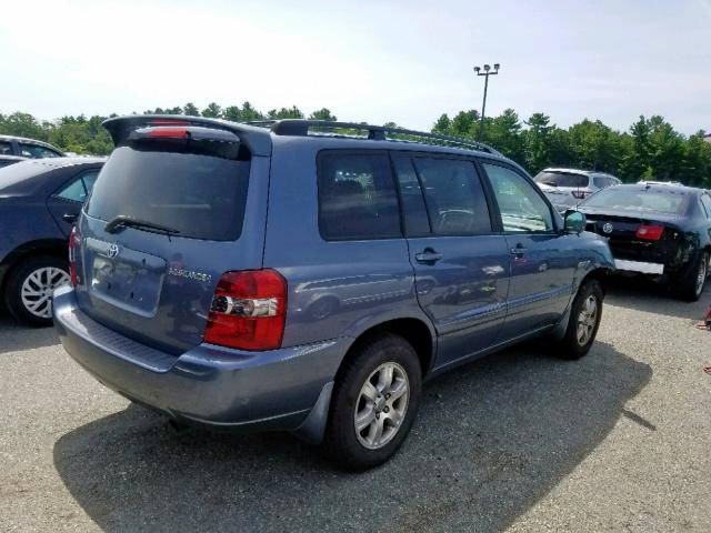 JTEDP21A440003162 - 2004 TOYOTA HIGHLANDER BLUE photo 4