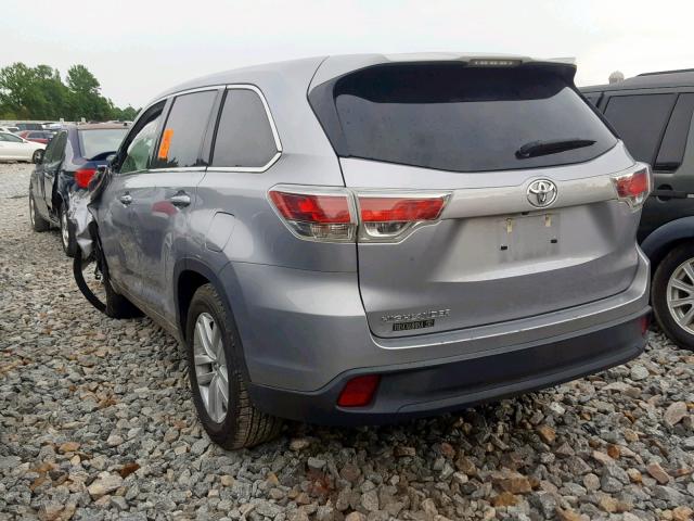 5TDZKRFH8GS185912 - 2016 TOYOTA HIGHLANDER SILVER photo 3