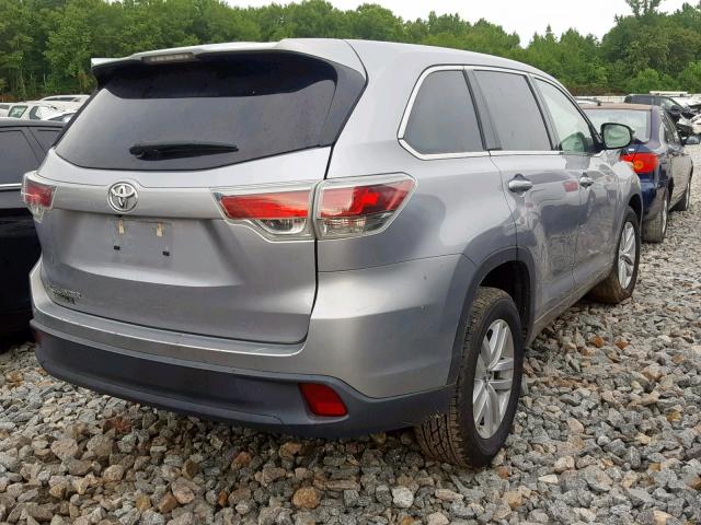 5TDZKRFH8GS185912 - 2016 TOYOTA HIGHLANDER SILVER photo 4