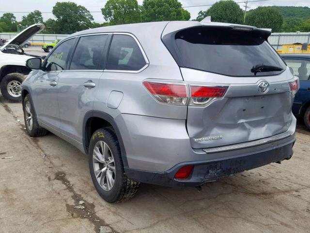 5TDZKRFH2GS128332 - 2016 TOYOTA HIGHLANDER SILVER photo 3