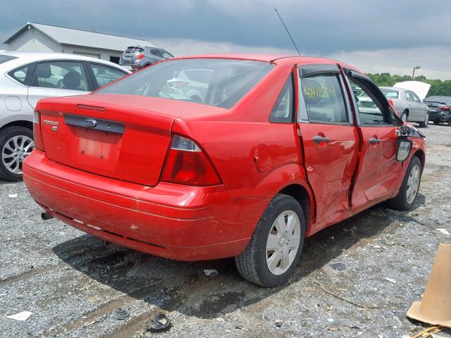 1FAHP34N37W344487 - 2007 FORD FOCUS ZX4 RED photo 4