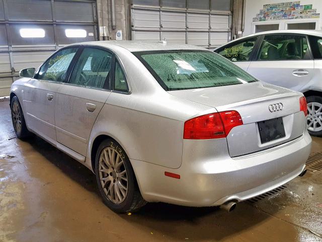 WAUAF78E48A144889 - 2008 AUDI A4 2.0T SILVER photo 3