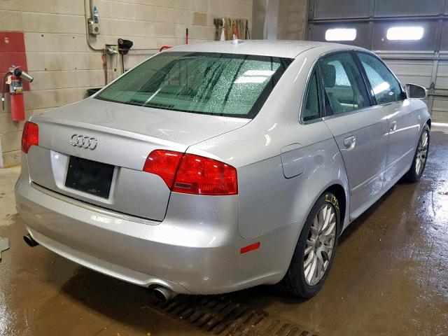 WAUAF78E48A144889 - 2008 AUDI A4 2.0T SILVER photo 4