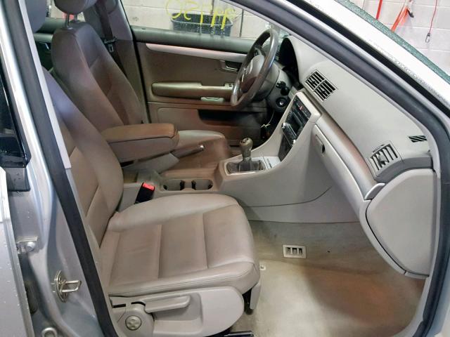 WAUAF78E48A144889 - 2008 AUDI A4 2.0T SILVER photo 5