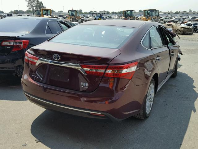 4T1BD1EB9EU018733 - 2014 TOYOTA AVALON HYB MAROON photo 4