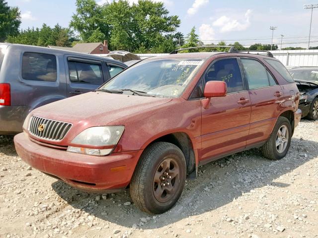 JT6HF10U8X0040516 - 1999 LEXUS RX 300 MAROON photo 2