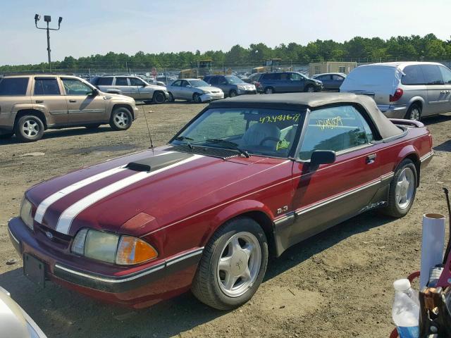 1FABP44A3KF131556 - 1989 FORD MUSTANG LX RED photo 2