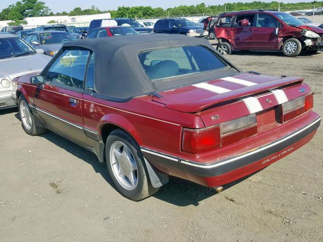 1FABP44A3KF131556 - 1989 FORD MUSTANG LX RED photo 3