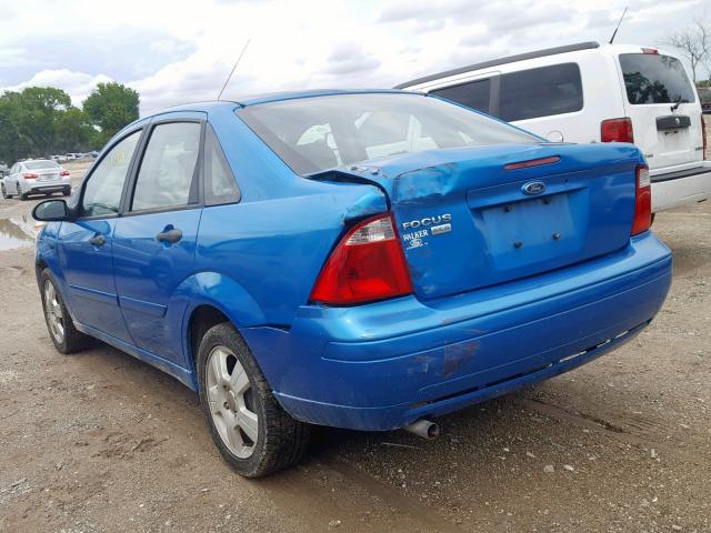 1FAHP34N67W119111 - 2007 FORD FOCUS ZX4 BLUE photo 3