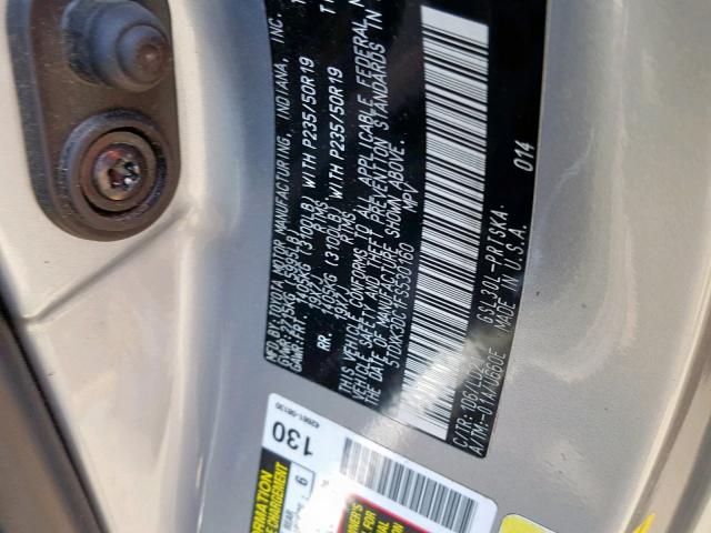 5TDXK3DC1FS530160 - 2015 TOYOTA SIENNA SPO SILVER photo 10