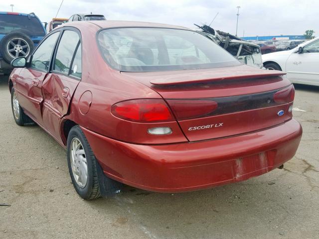 1FALP13P1VW319490 - 1997 FORD ESCORT LX RED photo 3