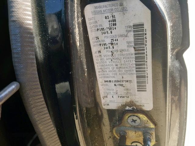 1N6SD11S3MC373022 - 1991 NISSAN TRUCK SHOR BLACK photo 10