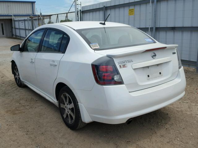 3N1AB6AP6CL766404 - 2012 NISSAN SENTRA 2.0 WHITE photo 3