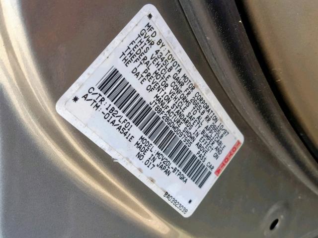 JT8BF28G0W0097955 - 1998 LEXUS ES 300 GRAY photo 10