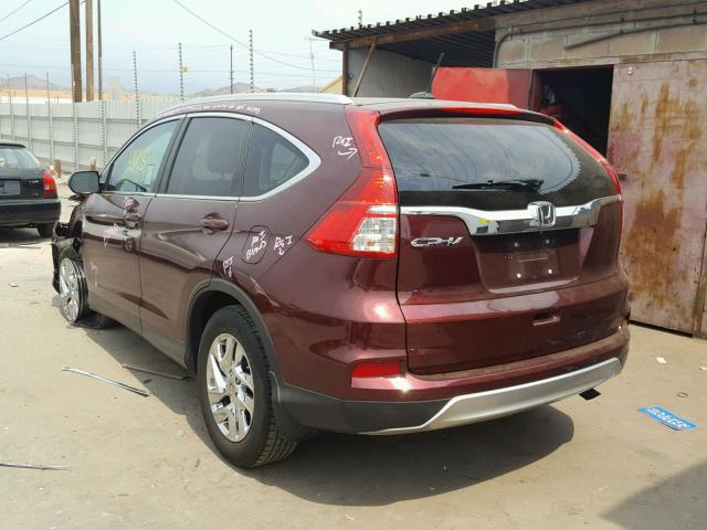 2HKRM3H79FH519753 - 2015 HONDA CR-V EXL MAROON photo 3