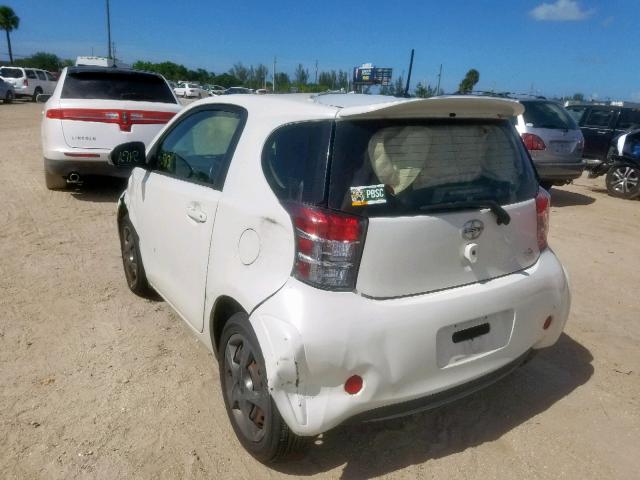 JTNJJXB01CJ018637 - 2012 TOYOTA SCION IQ WHITE photo 3