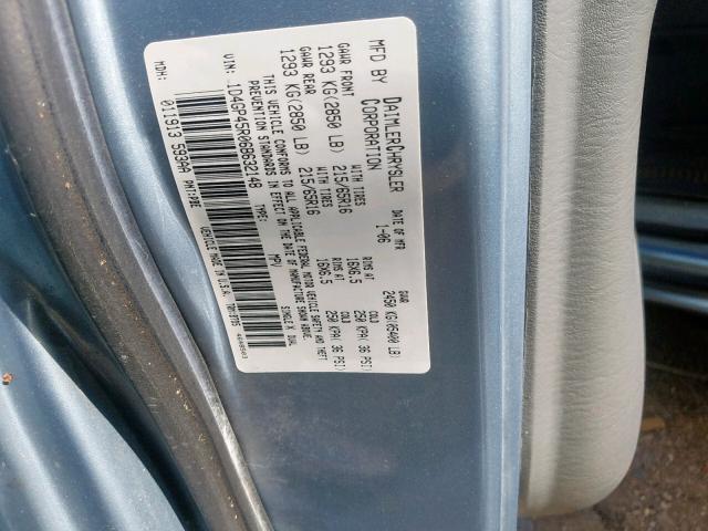 1D4GP45R06B632148 - 2006 DODGE CARAVAN SX BLUE photo 10