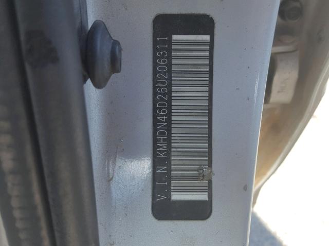 KMHDN46D26U206311 - 2006 HYUNDAI ELANTRA GL SILVER photo 10