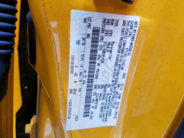 1FAHP3N28CL346137 - 2012 FORD FOCUS TITA YELLOW photo 10